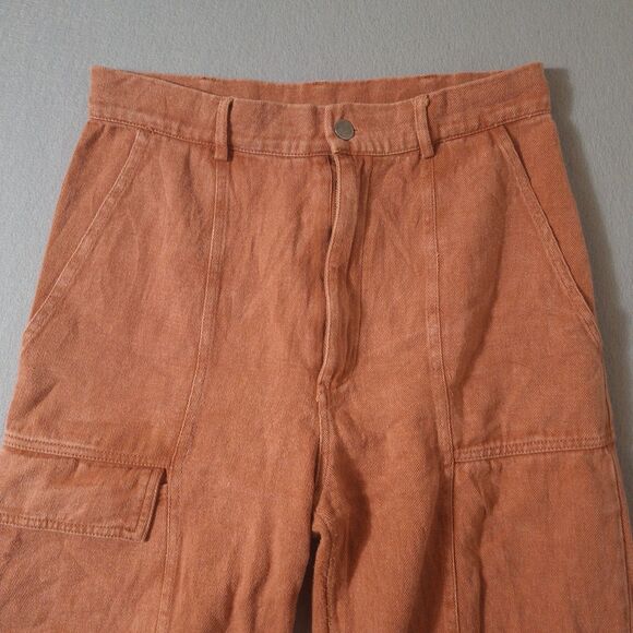 Entro Women's Cargo Pants 29x27 Terracotta Utility Crop Wide Leg Boho High Rise - Picture 2 of 11
